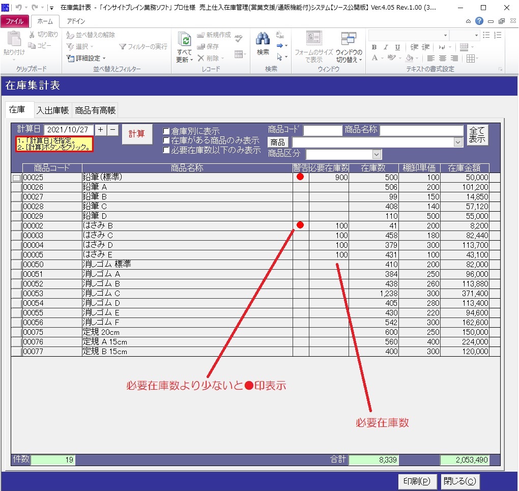 必要在庫数の管理